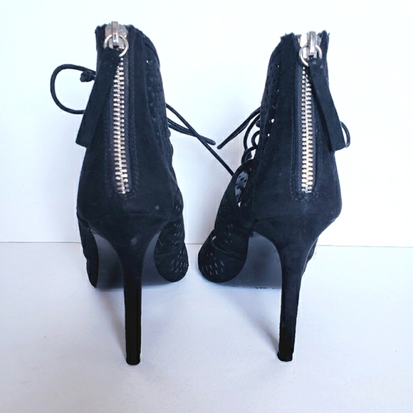 Zara High Heels Sandals Cage Lace Up Strappy Heeled Shoes Black 6.5 - Picture 5 of 8